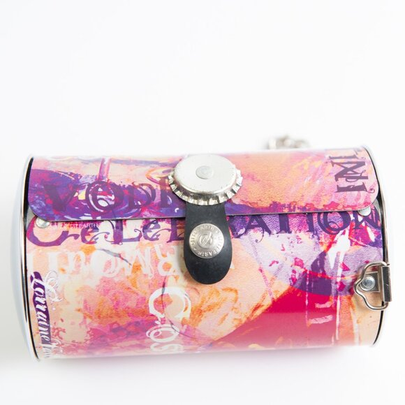 Little Earth Handbags - Little Earth Unique Metal Purse Cosmopolitan Theme Chain Strap Bag Pink Purple